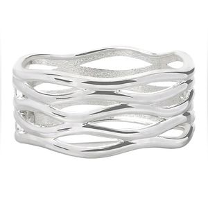 Sterling Silver 18k White Gold Plated Criss Cross Band Ring Sizes 6-9